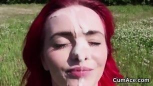 Kinky Bombshell Gets Sperm Shot On Her Face Gulping All The Charge