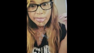 Printed Cum Tribute for Hot Girl with Glasses Blonde Hair