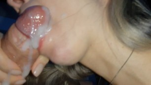 Amateur Teen gives Amazing Blowjob and Gets Messy Oral Creampie