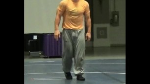 Public Bulge in Sweatpants in Wrestling Training