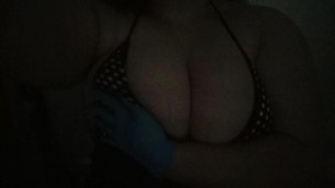 Playing with my Natural Tits with Gloves