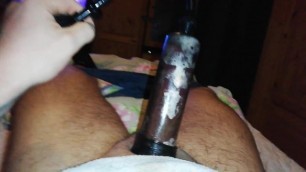 Big Fat Sloppy White Cock Playing with Penis Pump and Fleshlight