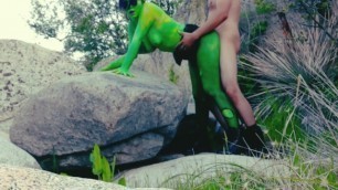 Green Girl Gets Fucked in Public