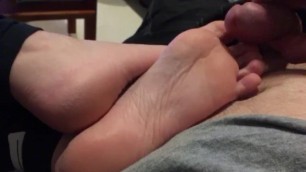 Masturbating and Cumming on Sexy Teen Feet
