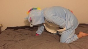 Spanking in Unicorn Onesie with Ridding Crop