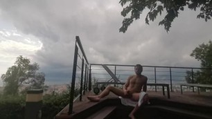 Beauty Guy with Massive Dick Jerk off Front of Beautiful View