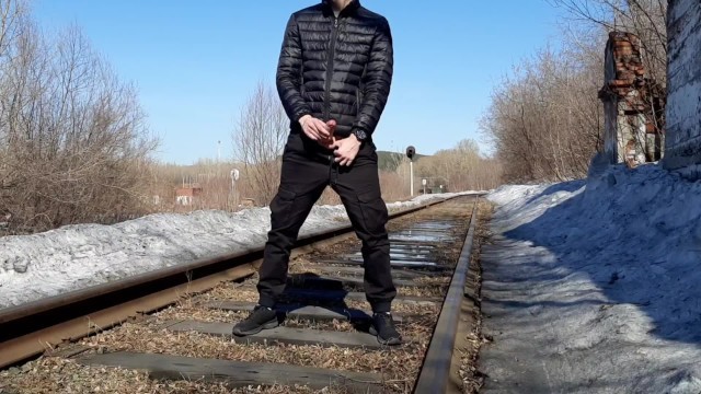 Russian Boy Flooded the Rails with Sperm