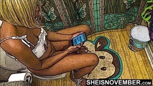 Ebony Cartoon Slut Taking A Long Piss On The Toilet&comma; Msnovember Ebony Hentai Peeing While Texting Step Dad With Pussy Exposed &comma; Sexy Ebony Thighs Open Pissing on Sheisnovember
